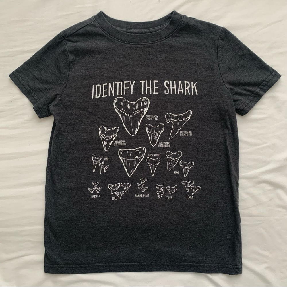 Boys gray shark themed tee shirt 🌿